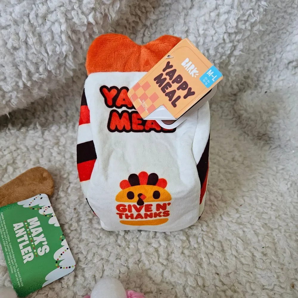 Bark Box Lot of Toys Yappy Meal, Grinch Max's Horn, and Bunny Slippers NWT‎
